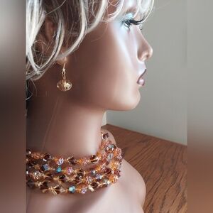 Chic Amber and Beaded Necklace Set